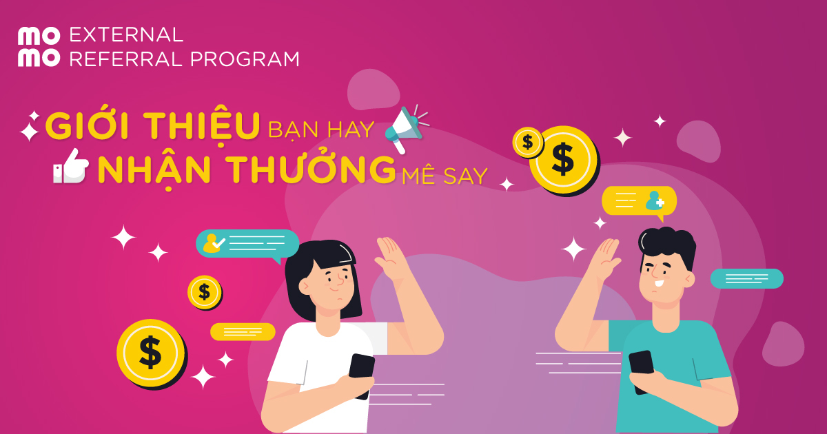 Người dùng MoMo hiện tại sẽ nhận được mã giới thiệu cá nhân. Họ chia sẻ mã này qua mạng xã hội, tin nhắn hoặc các kênh khác.